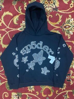 Sp5der Black Beluga Rhinestone hoodie